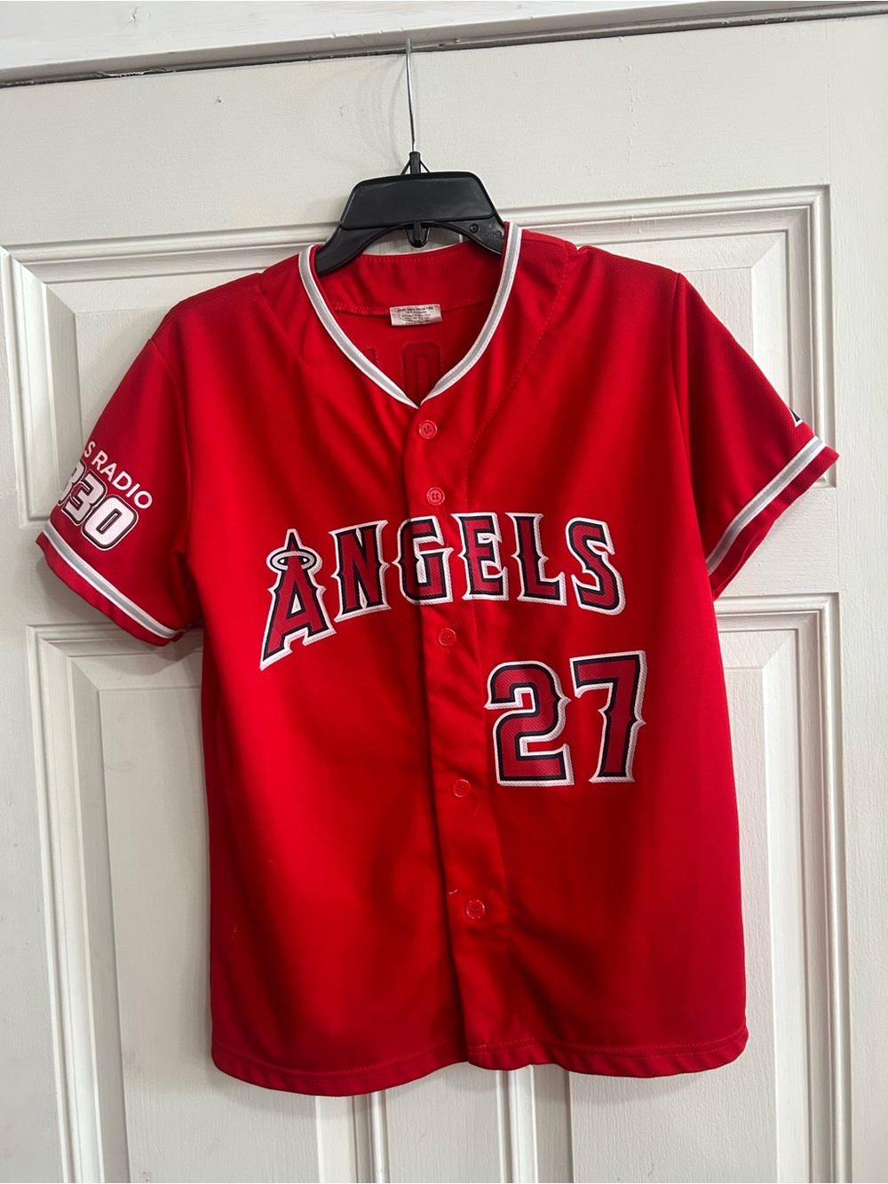Los Angeles Angels #27 Red Mike Trout Kids Baseball Jersey